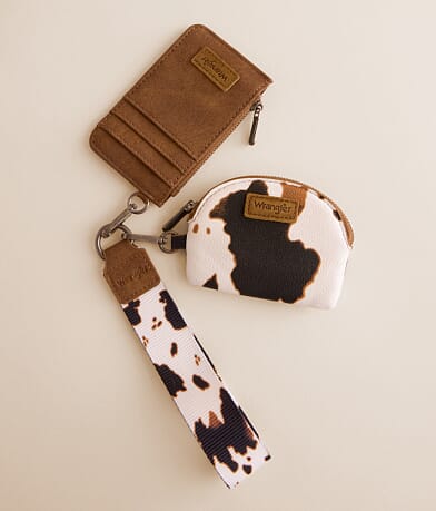 Wrangler® Cow Print Wristlet Wallet front view