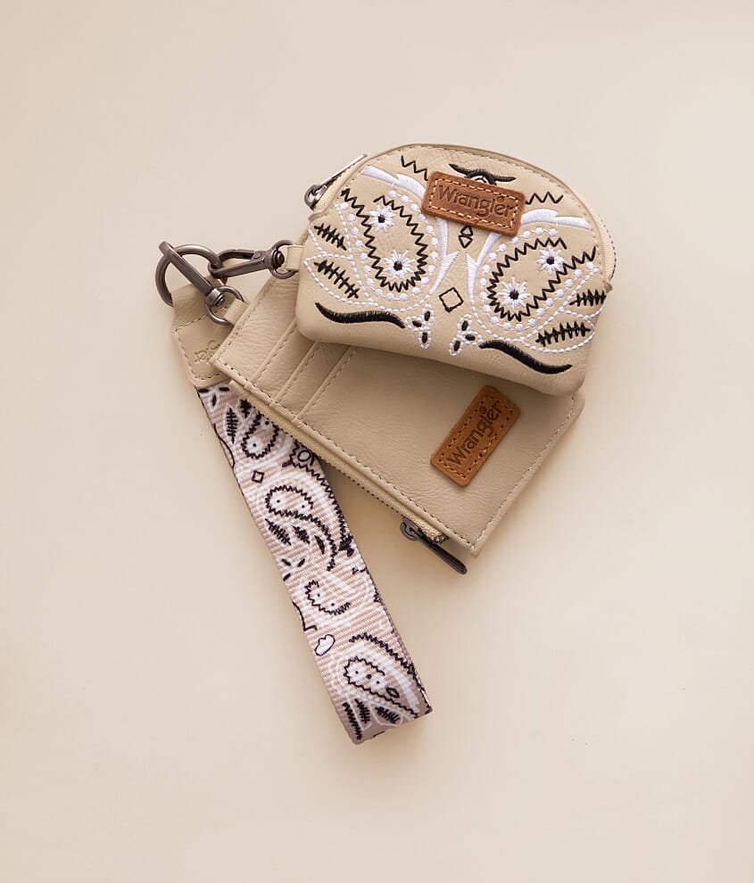 Paisley Embroidered Wristlet Wallet
