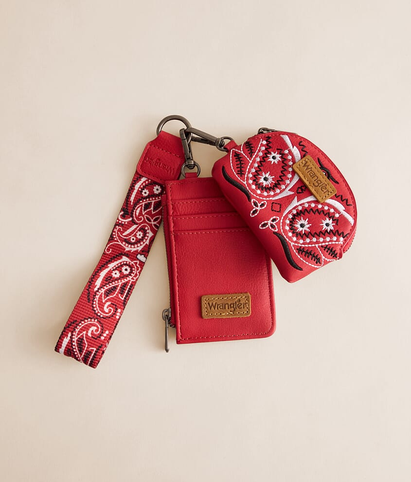 Paisley Embroidered Wristlet Wallet
