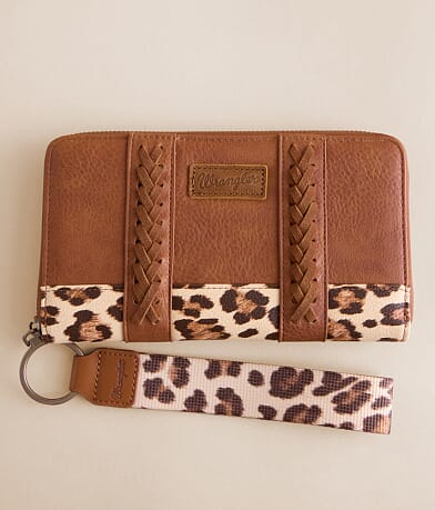 Wrangler® Leopard Wristlet Wallet front view
