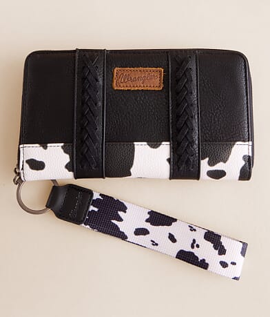 Wrangler® Cow Print Wristlet Wallet front view