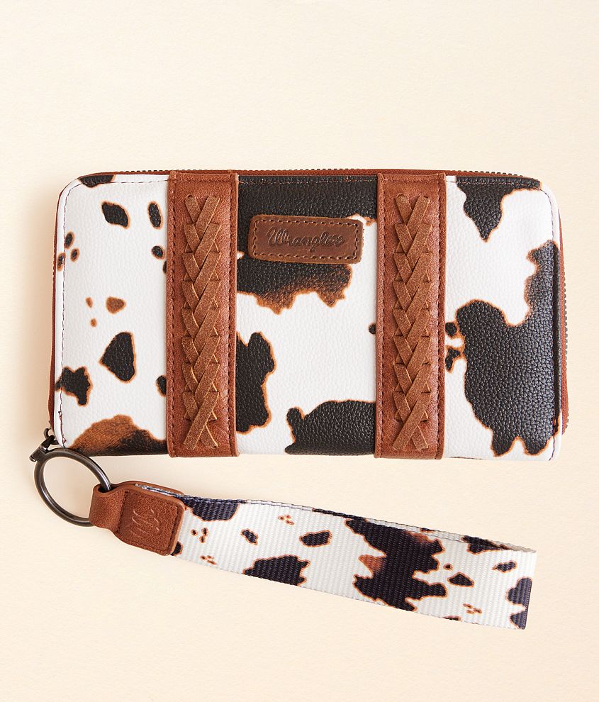 Wrangler&#174; Cow Print Wristlet Wallet front view