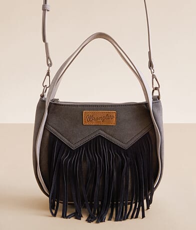 Wrangler® Leather Fringe Crossbody Purse front view