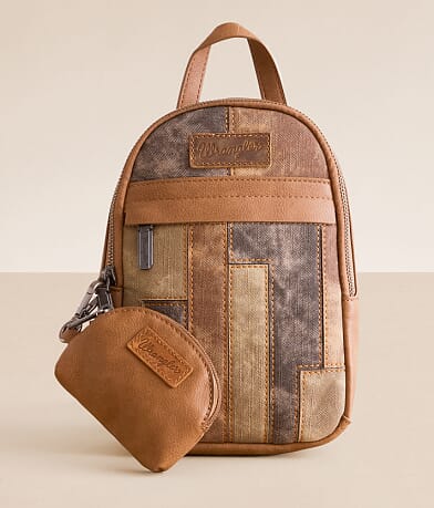 Wrangler® Denim Patchwork Mini Backpack front view