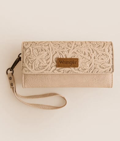 Wrangler® Tooled Wristlet Wallet front view