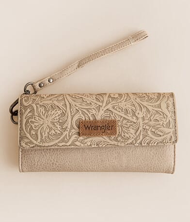 Wrangler® Tooled Wristlet Wallet front view