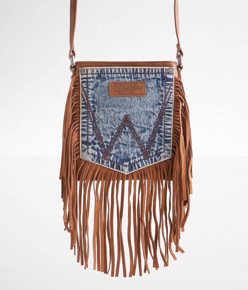 Wrangler&#174; Denim Fringe Crossbody Purse front view