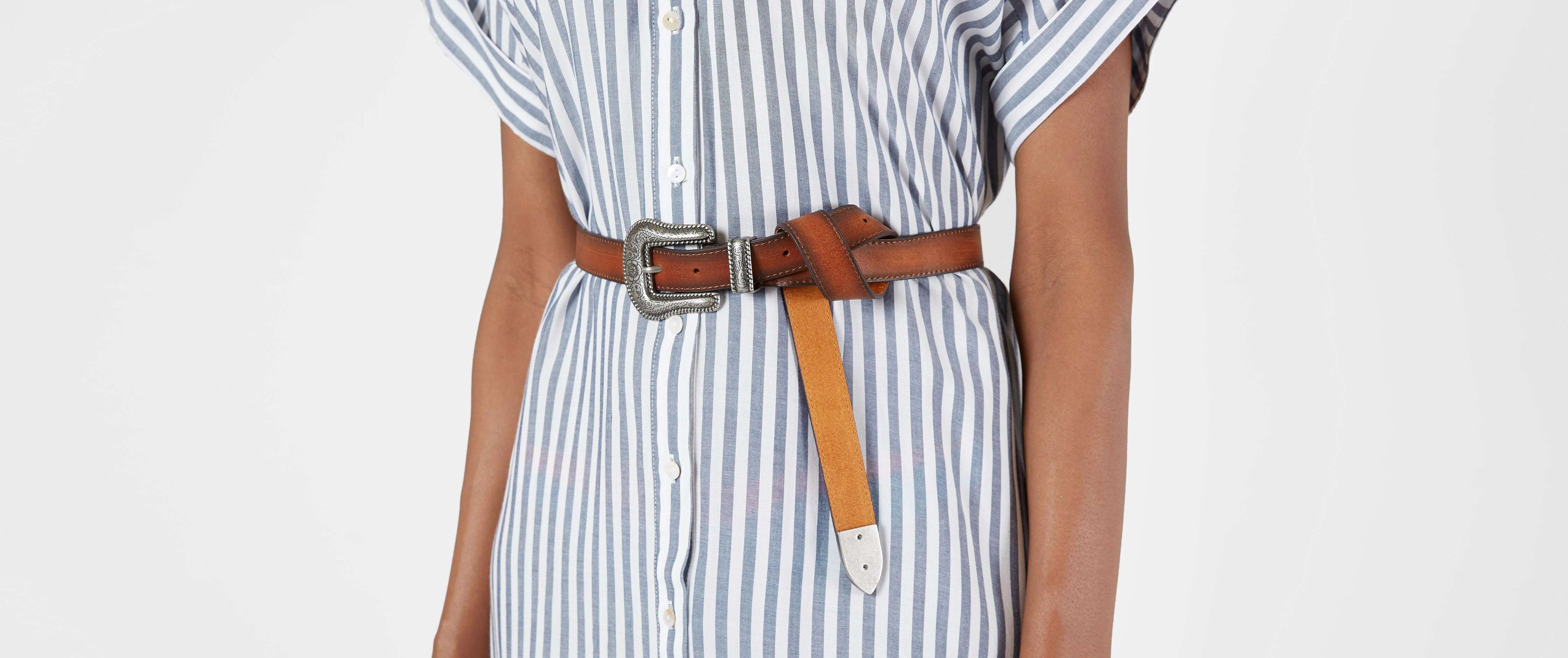 Brown Leather Belt women’s most wanted large Suede Belt with Gold Curve Buckle | Most Wanted USA  main image 2