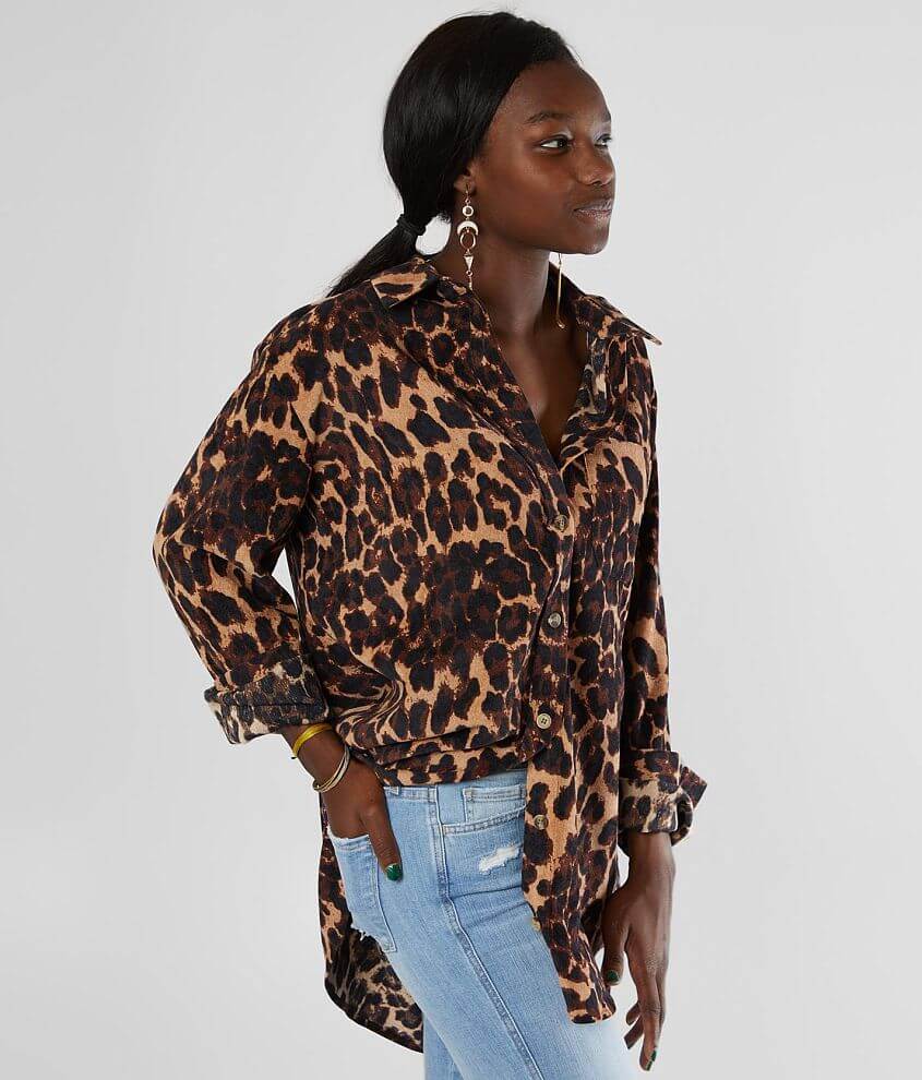 Image of Gilded Intent Cheetah Corduroy Tunic Shirt