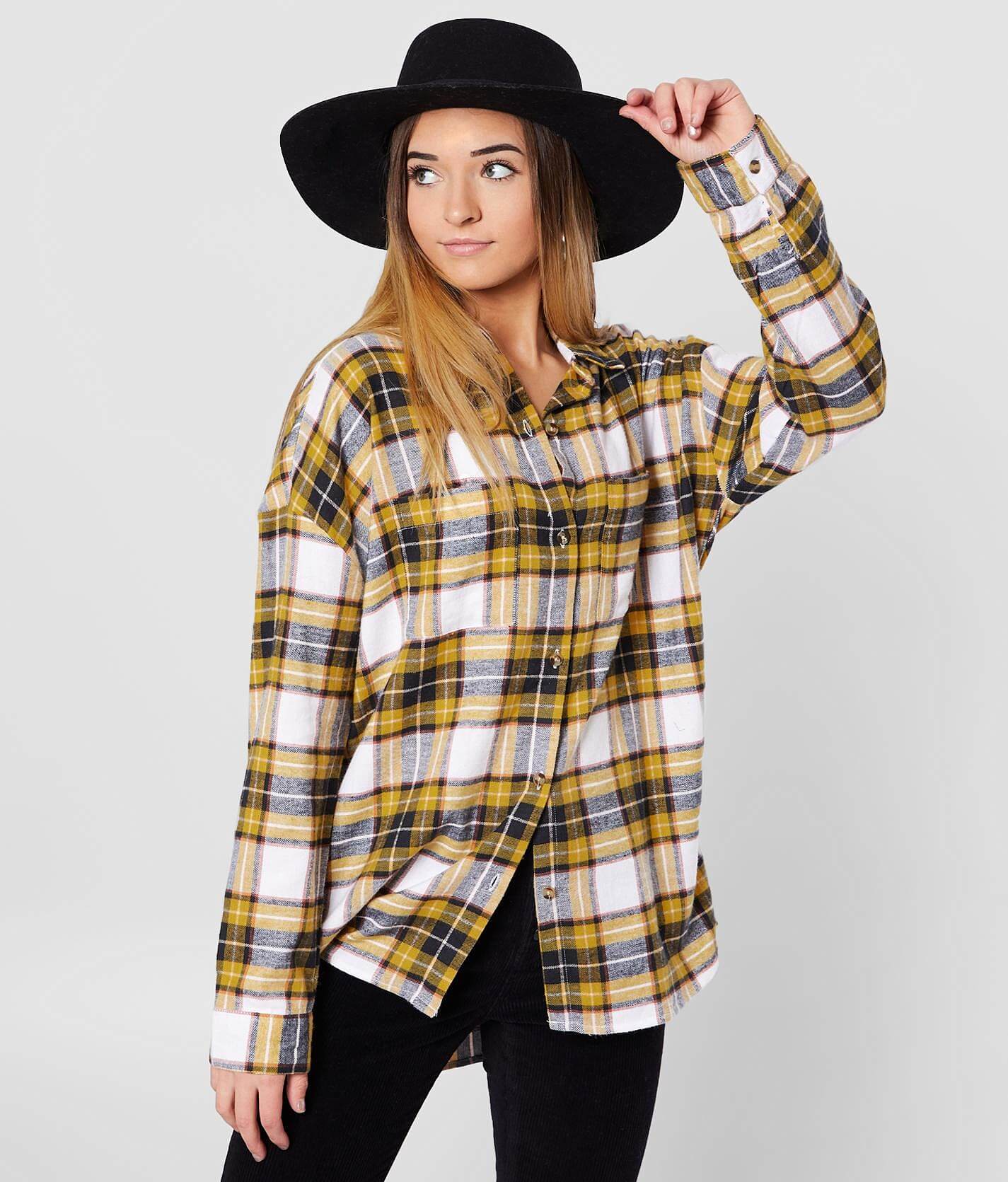 yellow flannel shirt womens