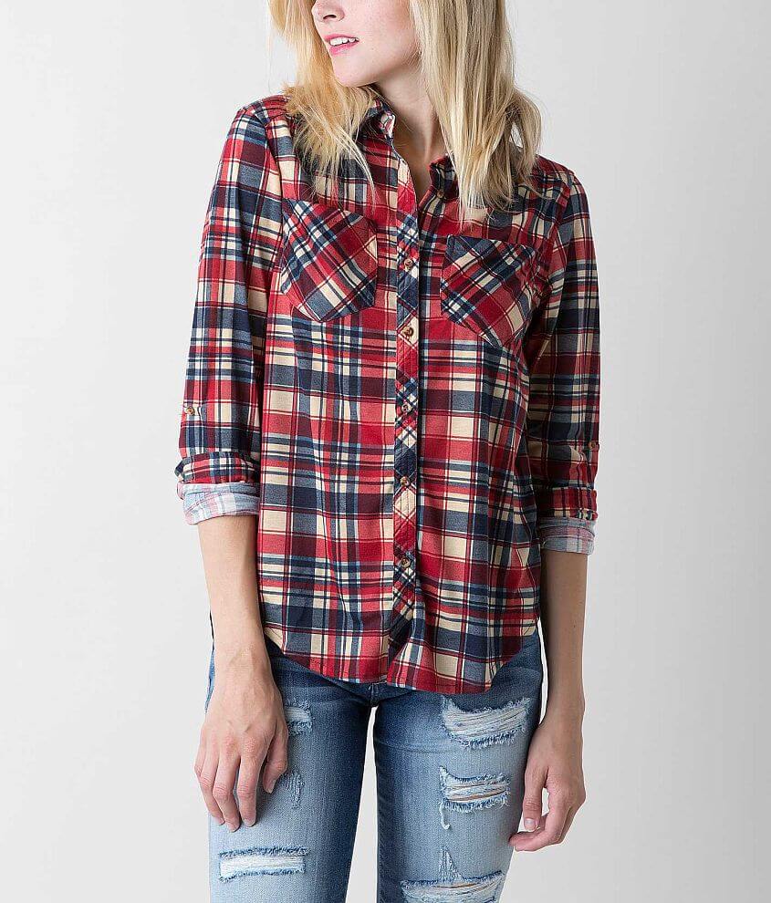 Passport Plaid Shirt - Women's Shirts/Blouses in Burgundy Navy | Buckle