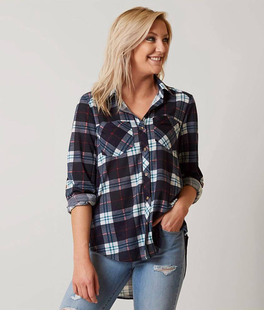 Daytrip Plaid Shirt - Women's Shirts/Blouses in Navy Teal Pink | Buckle
