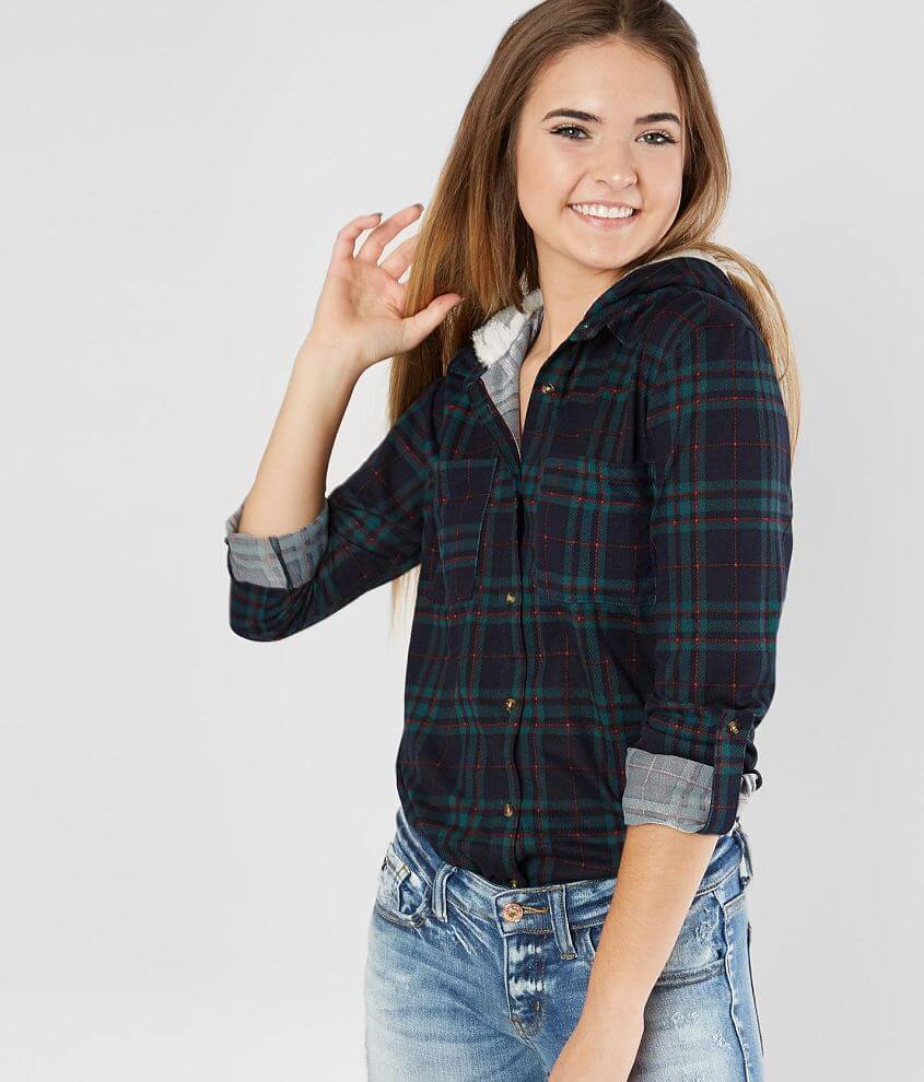 Green plaid hotsell shirt womens