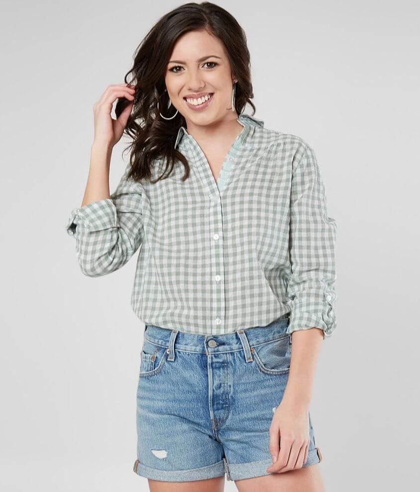 Green and white gingham 2024 shirt