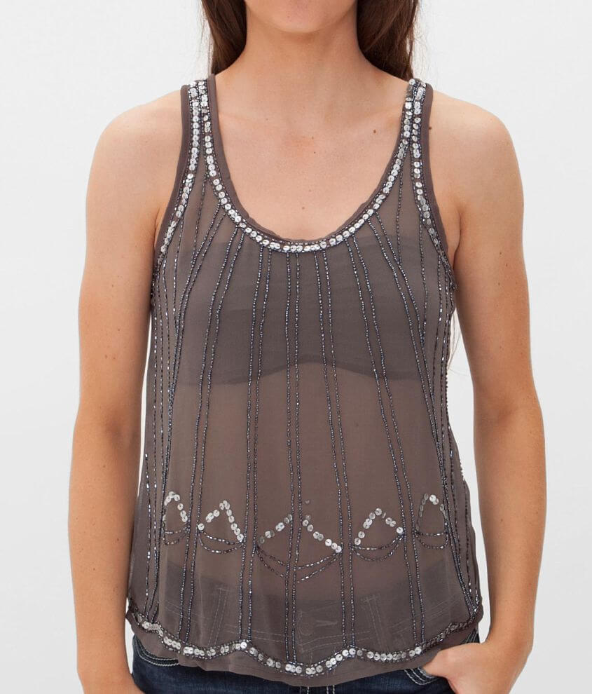 Passport Embellished Tank Top front view
