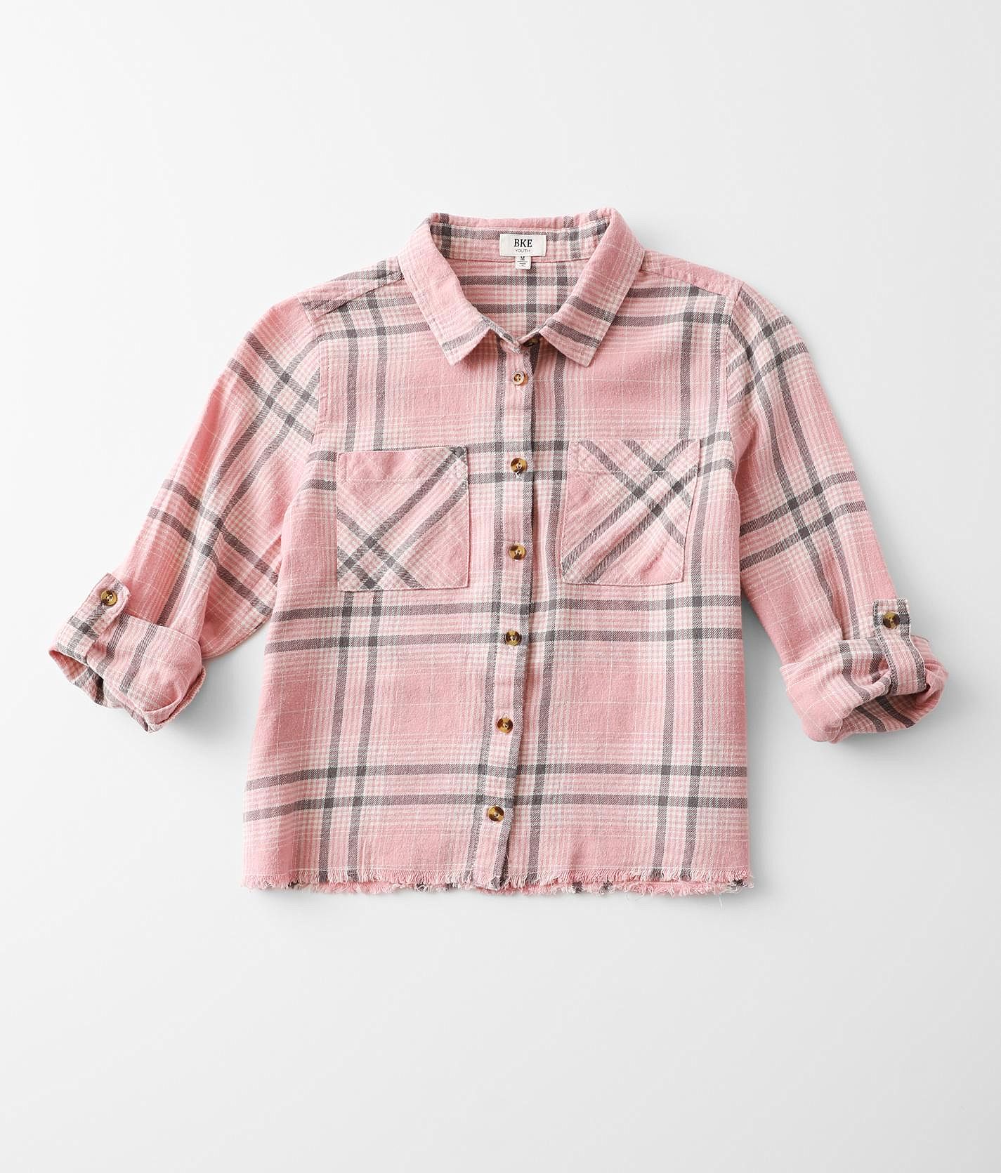 Girls pink cheap plaid shirt