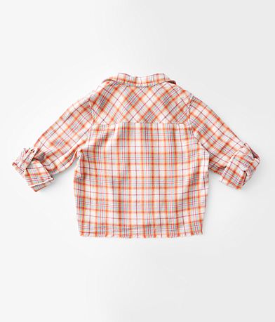 BKE Girls - Frayed Flannel Shirt back view