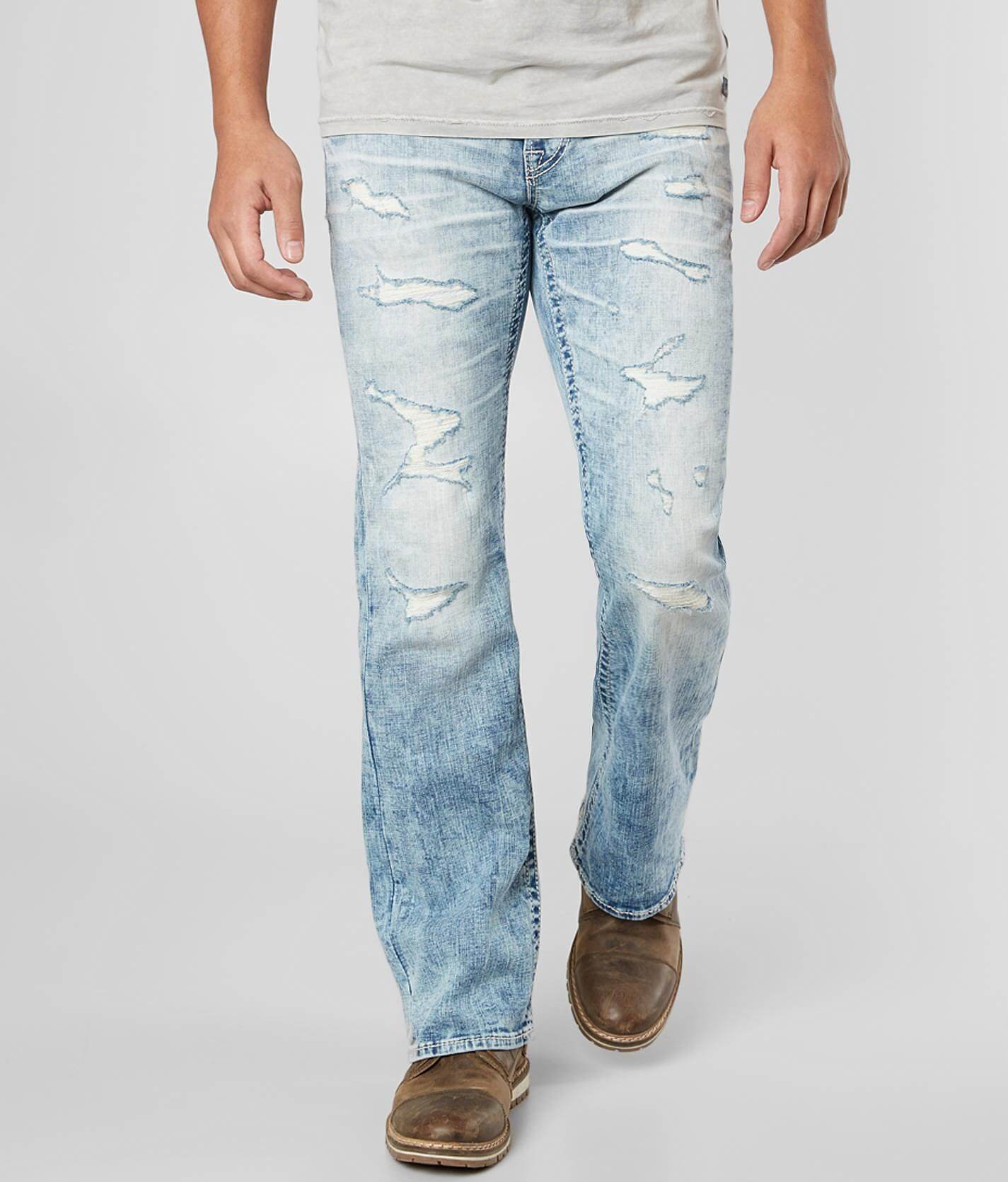 buckle slim bootcut jeans