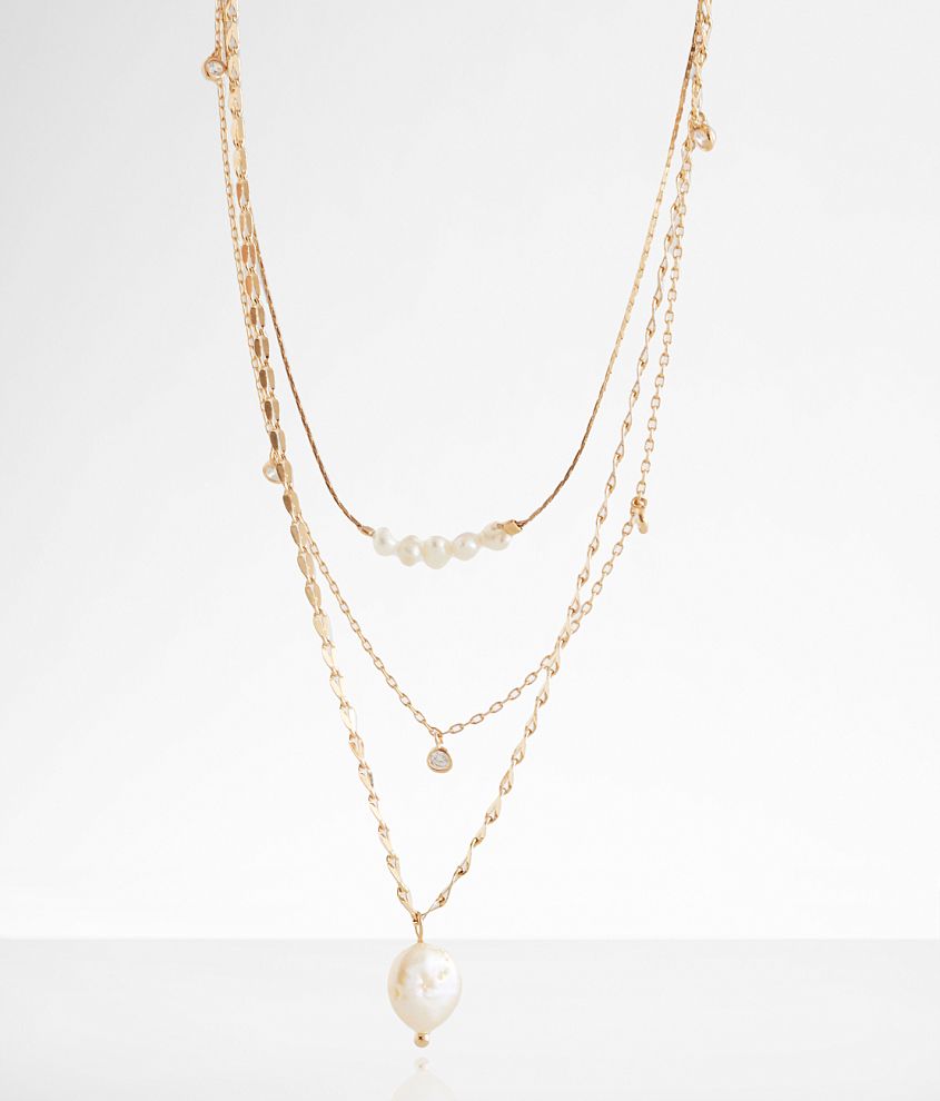 BKE Faux Pearl 3 Pack Necklace Set front view