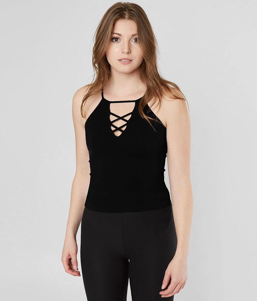 Suzette High Neck Cropped Tank Top front view