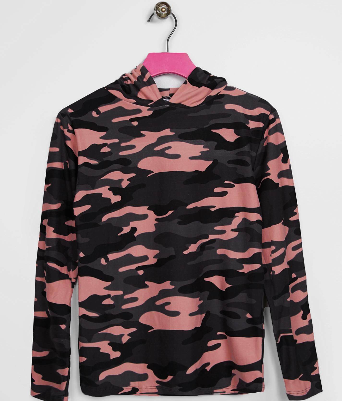 girls pink camo hoodie