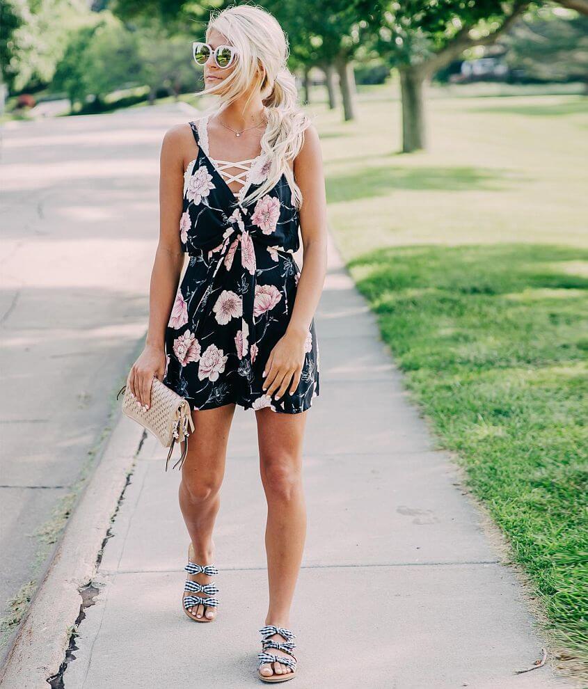 Mustard Seed Floral Romper front view