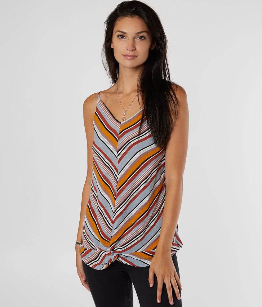 Daytrip Crinkle Striped Tank Top front view