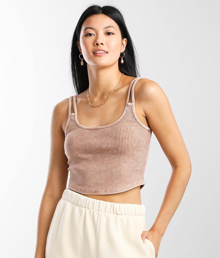 Mustard Seed Ribbed Scoop Neck Cropped Tank Top - Women's Tank Tops in ...