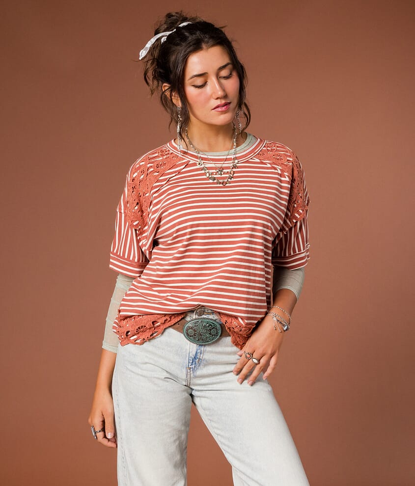 Crochet Applique Oversized Top