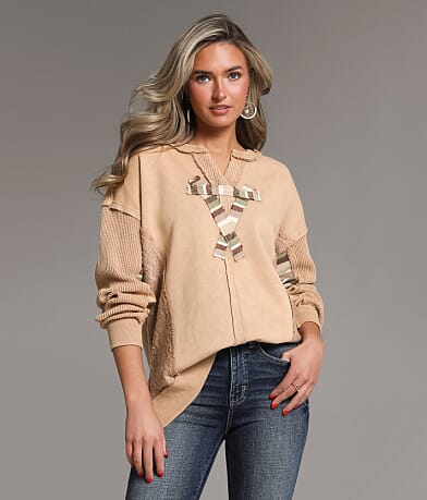 BKE Striped Knit Pullover front view