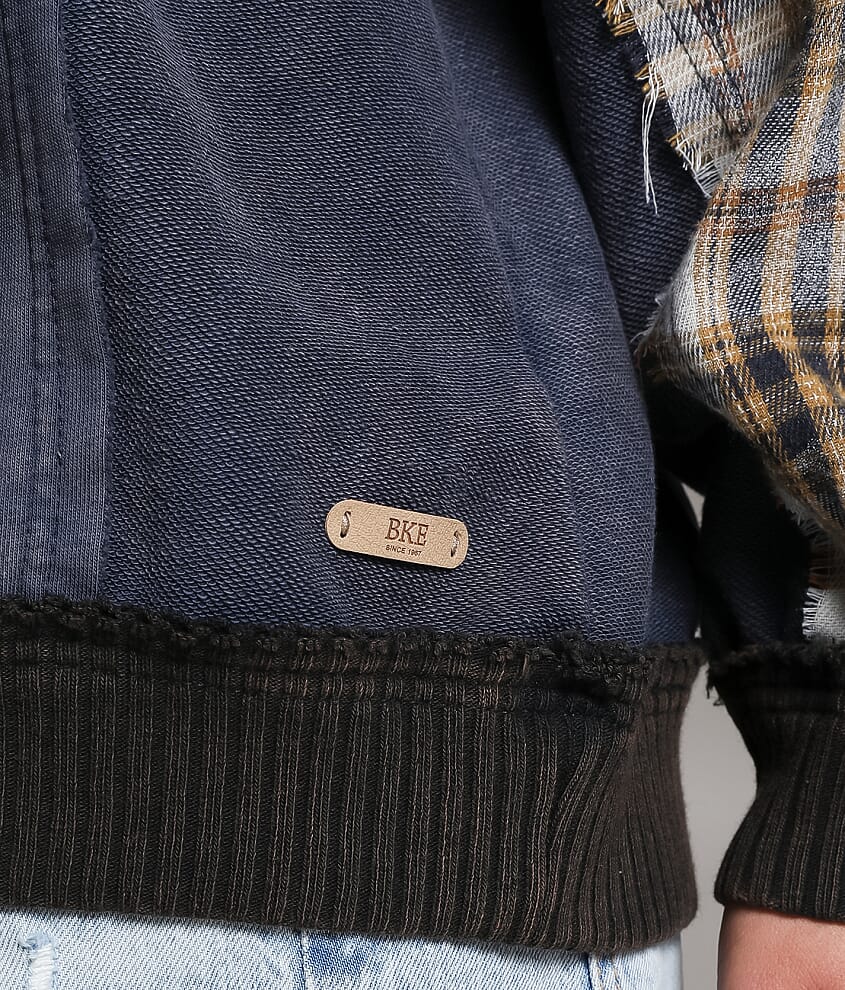 Pieced Denim Washed Pullover