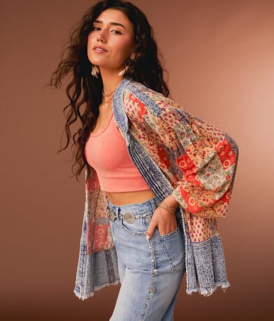 Gimmicks Mixed Print Kimono front view