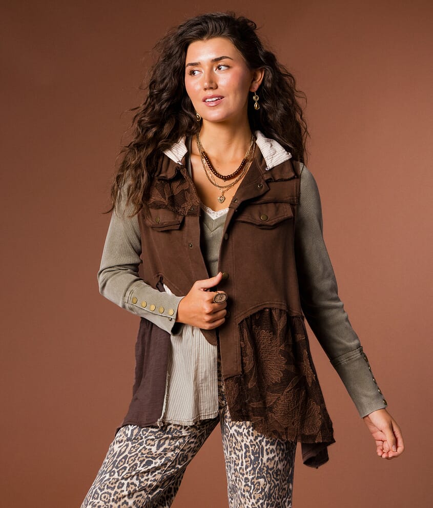 Raw Edge Hooded Vest