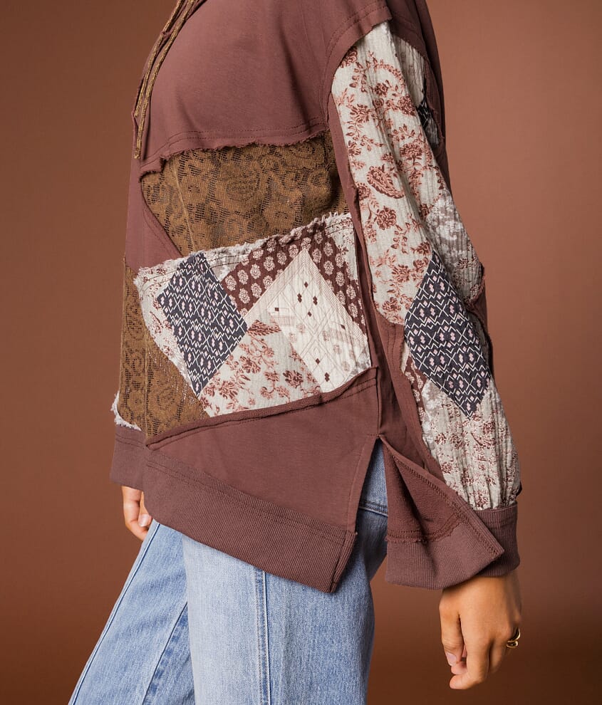 Mixed Media Hooded Sweatshirt
