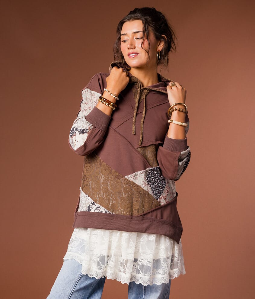 Mixed Media Hooded Sweatshirt