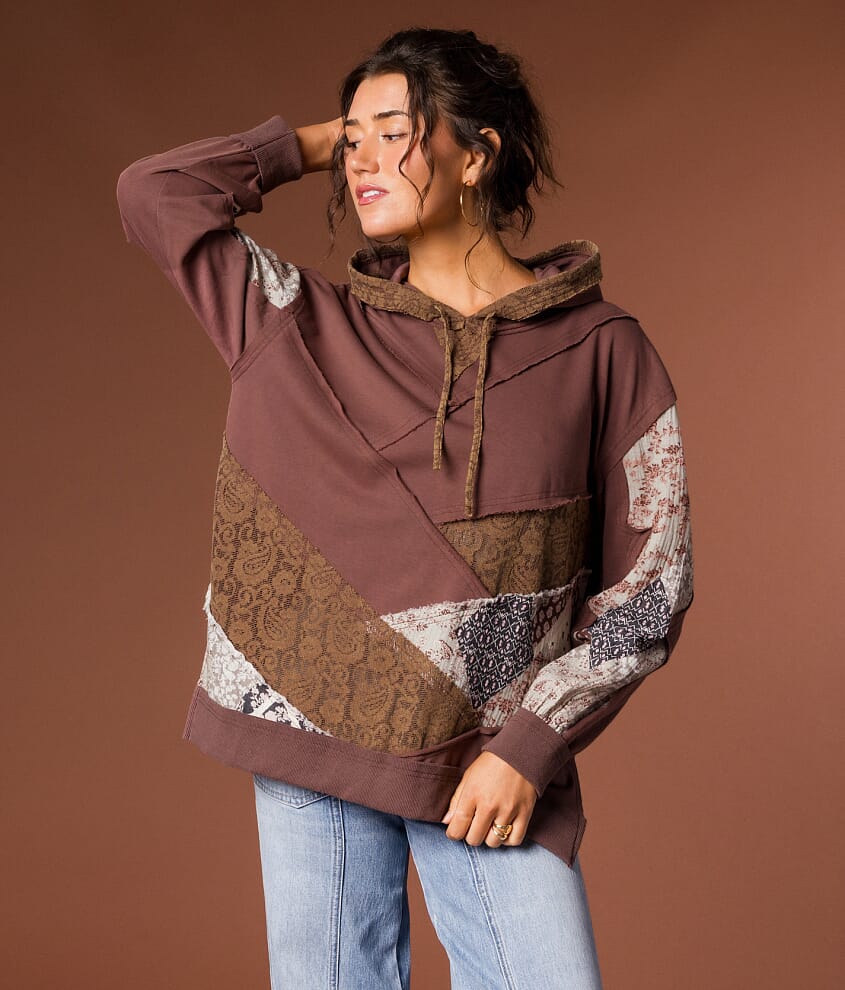 Mixed Media Hooded Sweatshirt - thumbnail 2