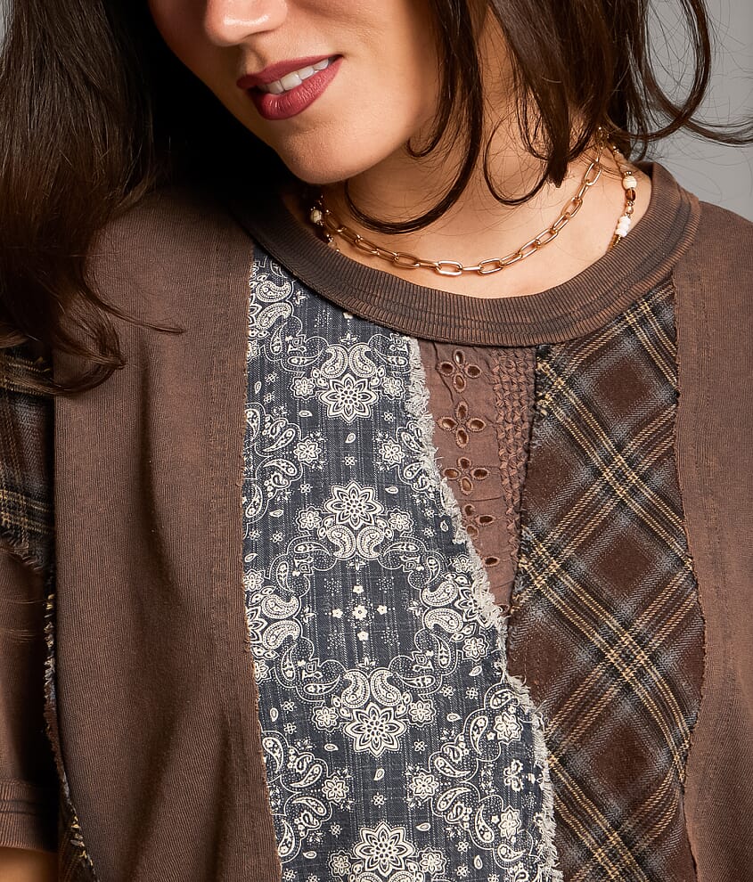Pieced Plaid T-Shirt