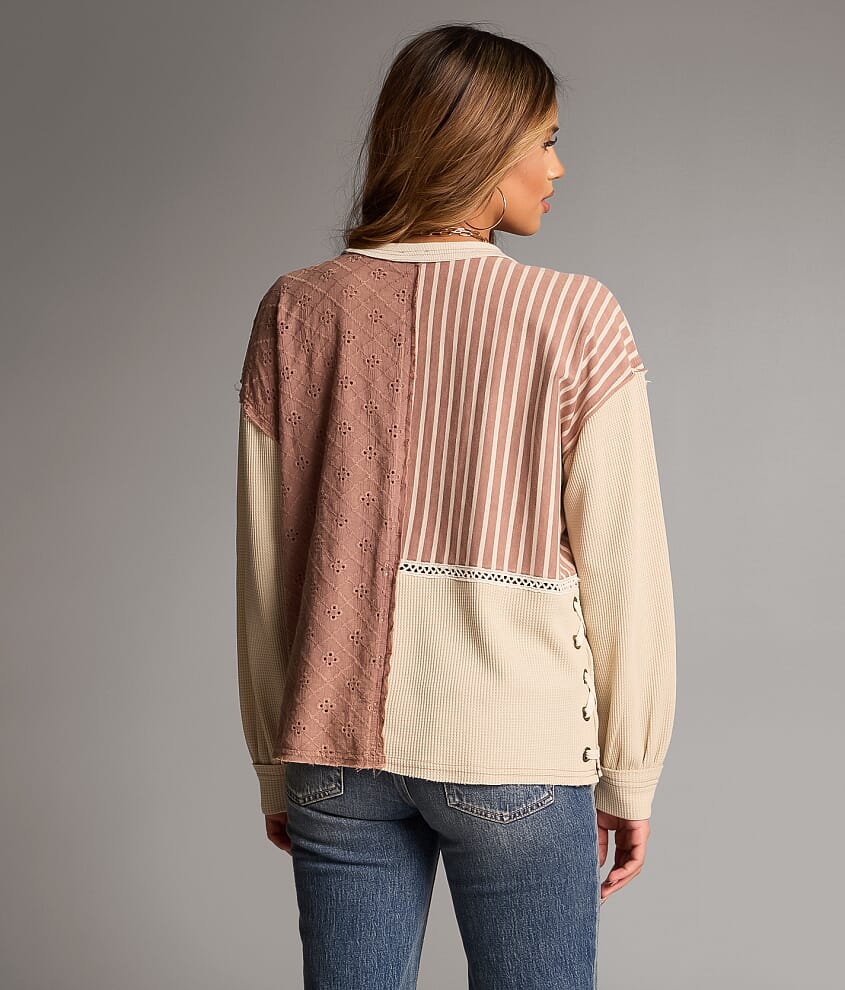 Eyelet Striped Top - thumbnail 3