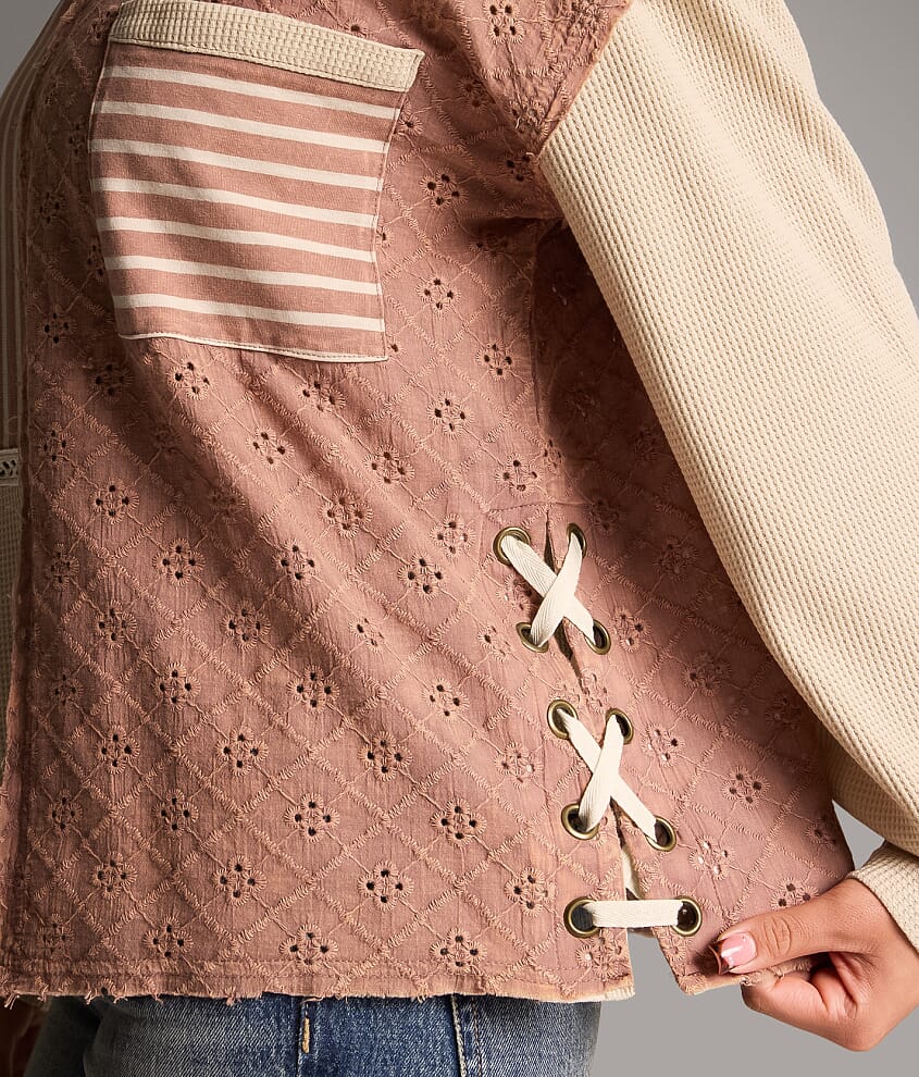 Eyelet Striped Top - thumbnail 4