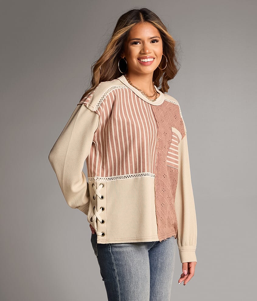 Eyelet Striped Top