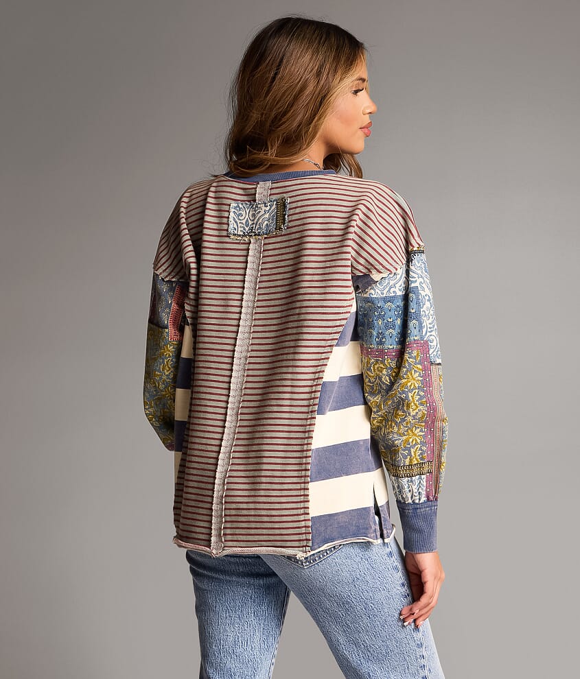 Mixed Stripe Oversized Pullover