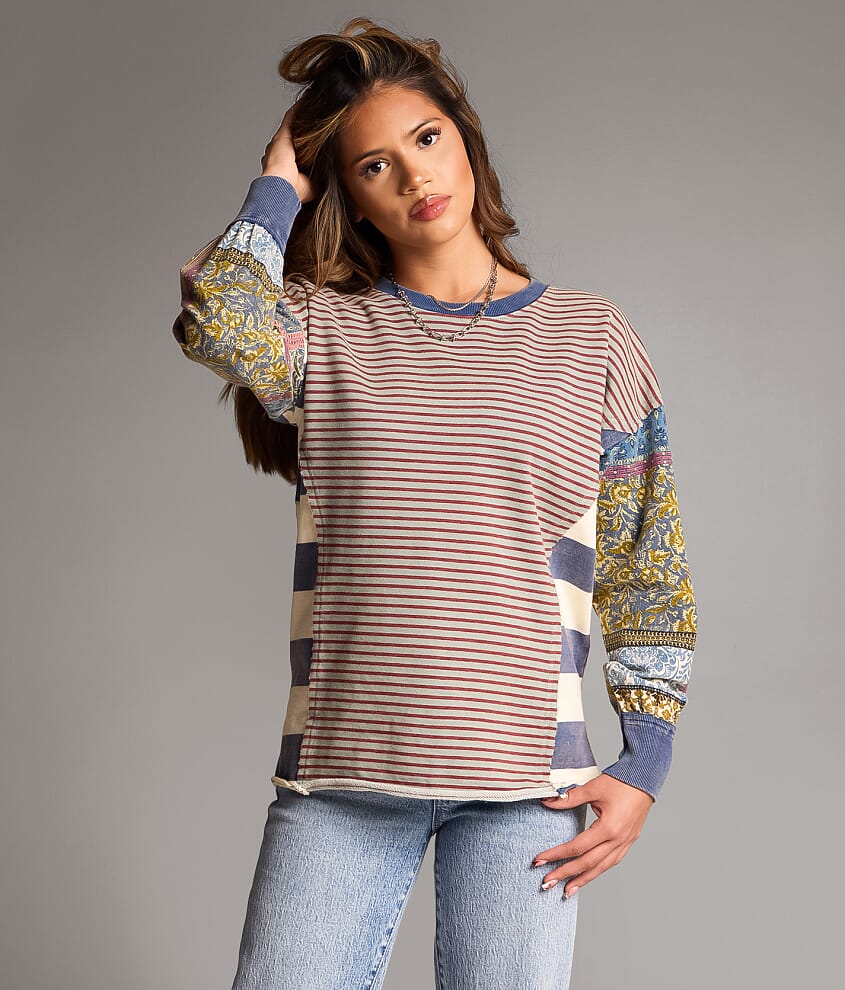 Mixed Stripe Oversized Pullover