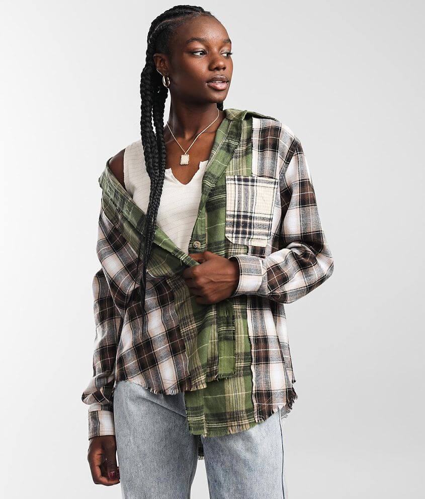 Gilded Intent Pieced Plaid Flannel Shirt - Women's Shirts/Blouses in ...