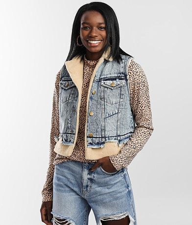 Gilded Intent Sherpa Lined Denim Vest FULL_RIGHT_SIDE