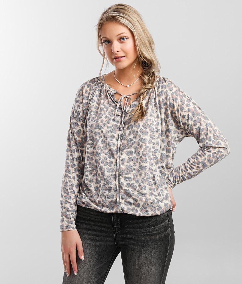 Willow &#38; Root Cheetah Print Top front view