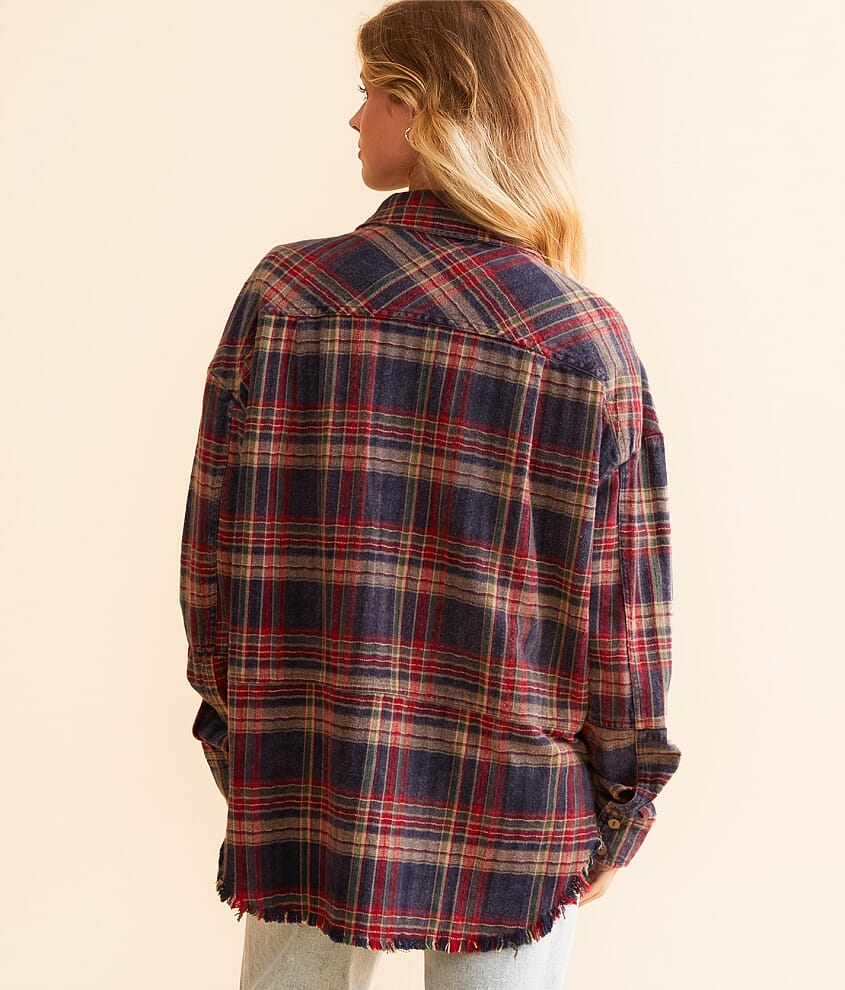 Washed Flannel Boyfriend Shirt - thumbnail 3