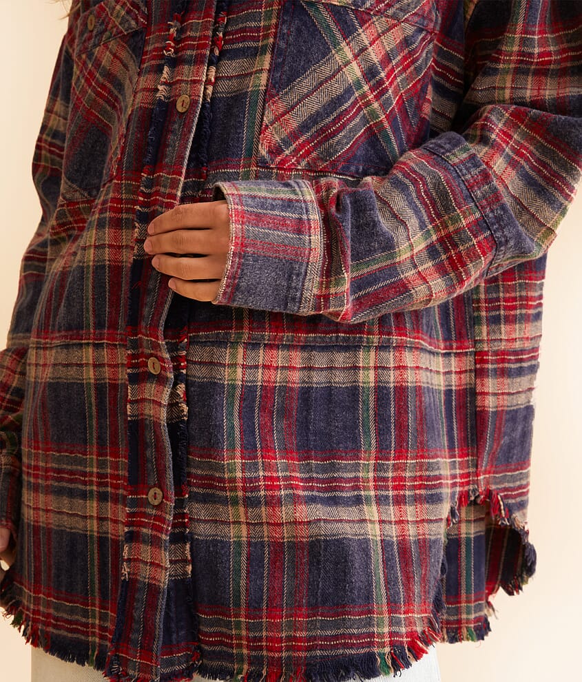 Washed Flannel Boyfriend Shirt - thumbnail 4