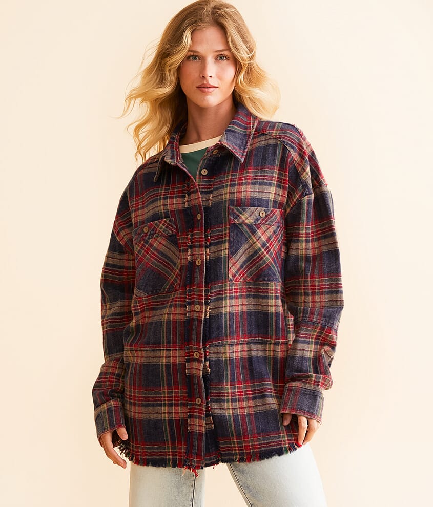 Washed Flannel Boyfriend Shirt - thumbnail 2