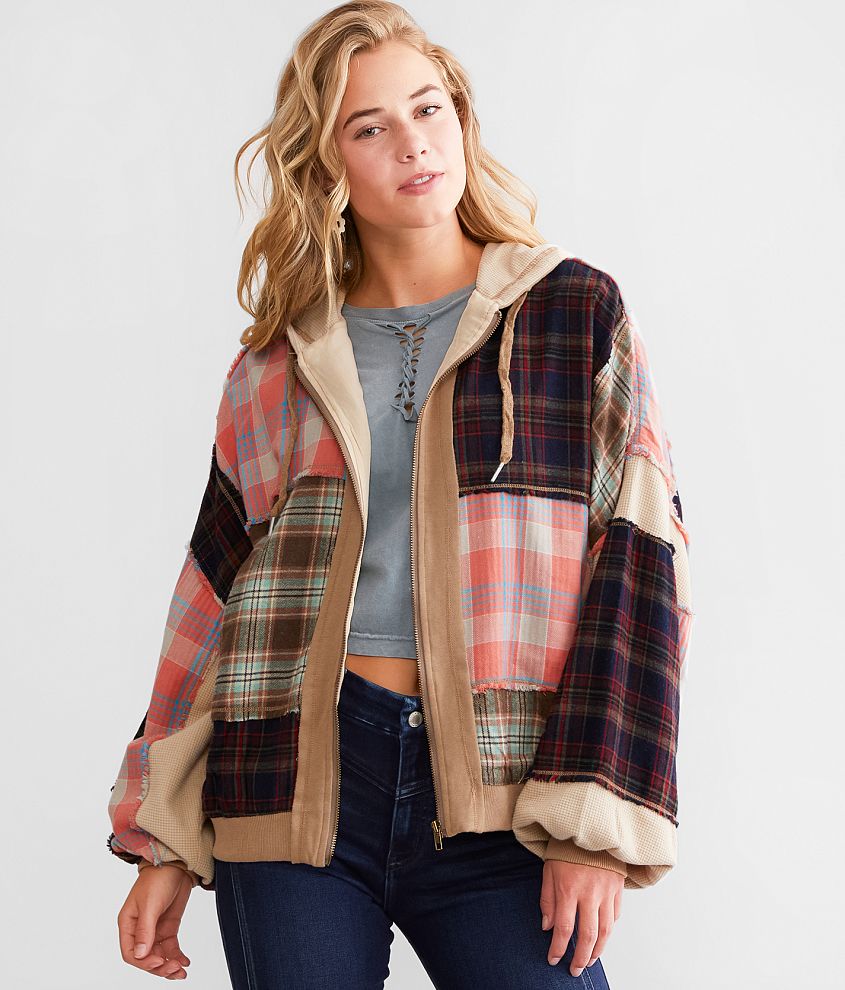 Oversized plaid jacket womens best sale