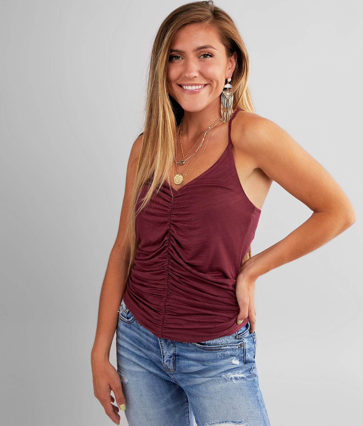 women's ruched tank tops